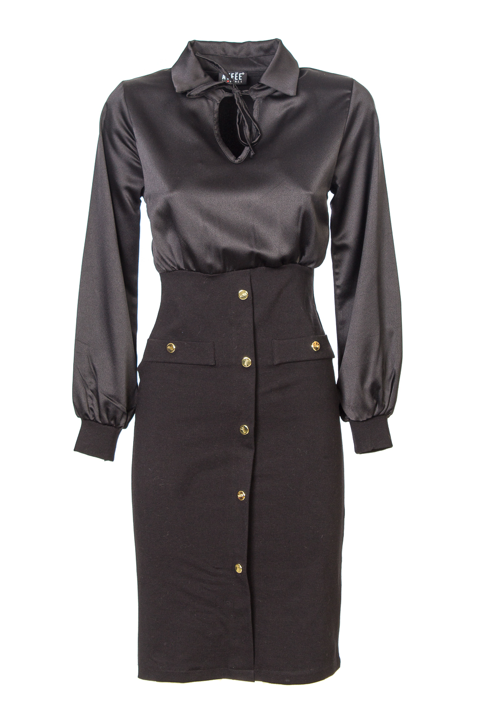 ABITO CAMICIA ADERENTE PUNTO MILANO, 4 TG - BLACK